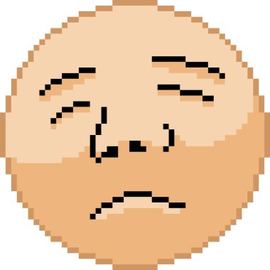 vektör piksel sanatı tatmin edilmiş yüz karikatürü