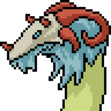 Vektör piksel sanat canavarı kafası izole edilmiş karikatür