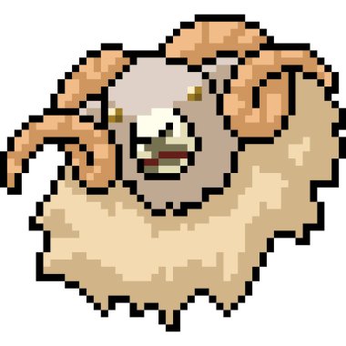 Vektör piksel sanat koyun kafası izole edilmiş çizgi film