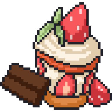 Vektör piksel resim pastası izole edilmiş çizgi film