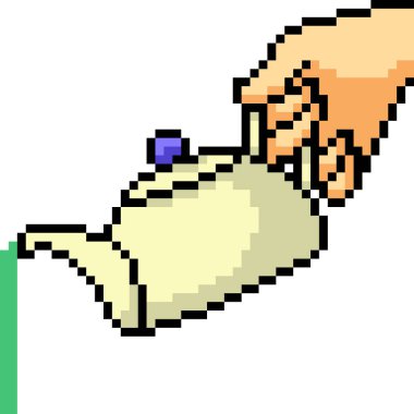 Vektör piksel el hareketi yeşil tencere izole