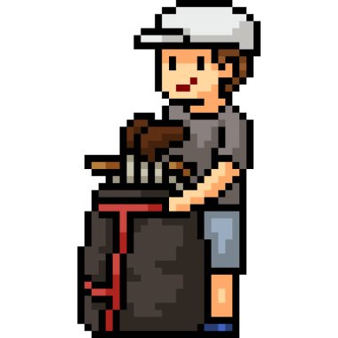 vektör pikseli sanat golf sporu izole çizgi film