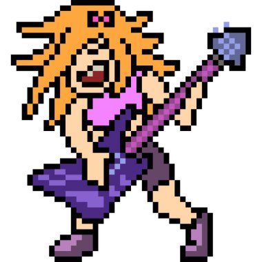 vektör piksel sanatsal kadın izole gitar çalıyor