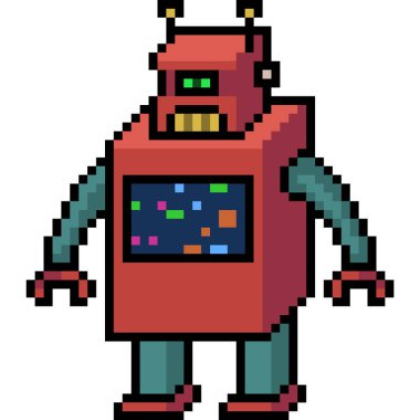 vektör piksel sanat dikdörtgeni robot izole çizgi filmi