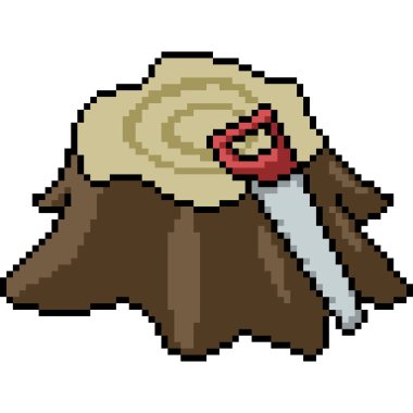 vektör piksel sanatı izole ağaç kütüğü