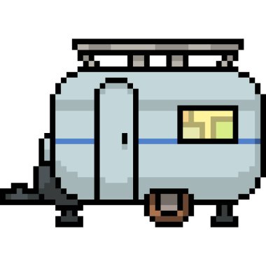 Vektör pikselli araba evi karikatürü izole edildi