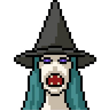 vektör piksel sanatı cadı kafası izole edildi.