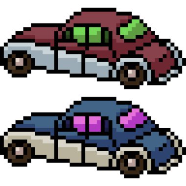 vektör pikseli antika araba izole edilmiş çizgi film.