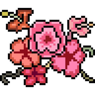 vektör piksel sanatı çiçeği izole edildi