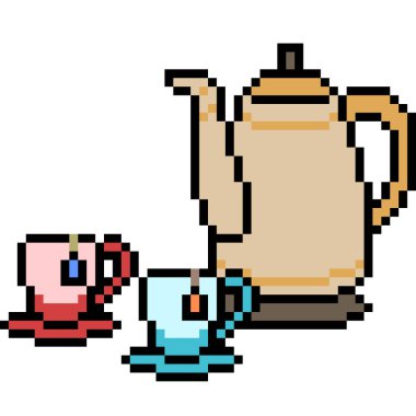 vektör piksel sanat çayı izole edilmiş çizgi film seti