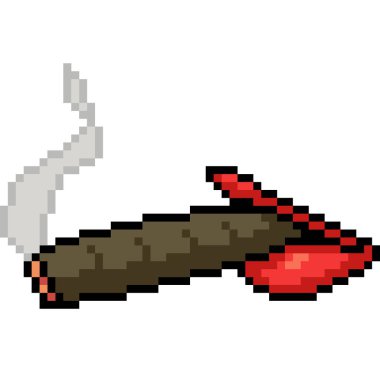 vektör pikseli sanat sigara içme izole çizgi film