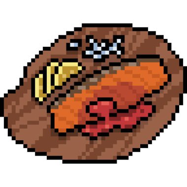 Vektör piksel sanat balığı bifteği izole edilmiş çizgi film