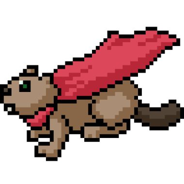 Vektör piksel sanat kunduz kahramanı izole edilmiş çizgi film