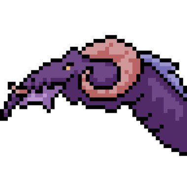 Vektör piksel sanat canavarı kafası izole edilmiş karikatür