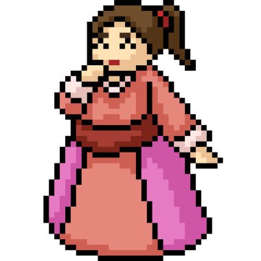 vektör pikseli sanat şişman kadın izole edilmiş çizgi film elbisesi