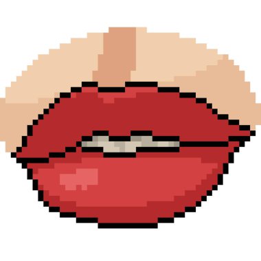 vektör piksel sanatsal kadın dudak izole çizgi film