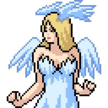 Vektör piksel sanatı izole edilmiş anime melek