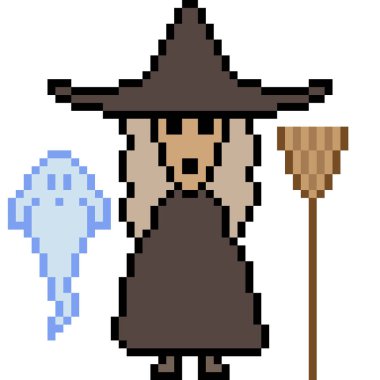 vektör piksel sanatı cadılar bayramı cadısı izole