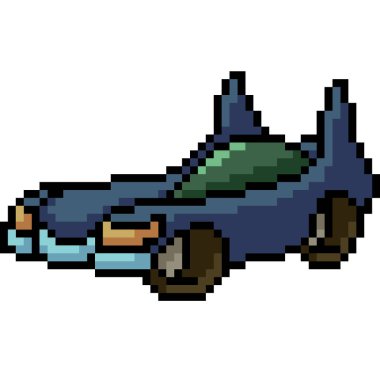 Vektör pikselli oyuncak araba karikatürü izole edildi