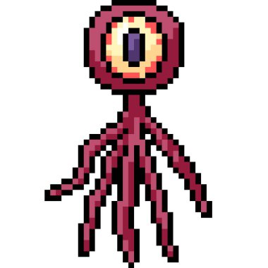 Vektör piksel sanat canavarı fantezisi izole edilmiş çizgi film