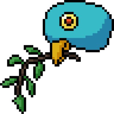 Vektör piksel sanat kuşu başı izole edilmiş çizgi film