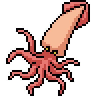 vektör piksel resim mürekkep balığı izole edilmiş çizgi film