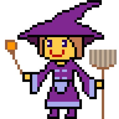 vektör piksel sanatı cadılar bayramı cadısı izole