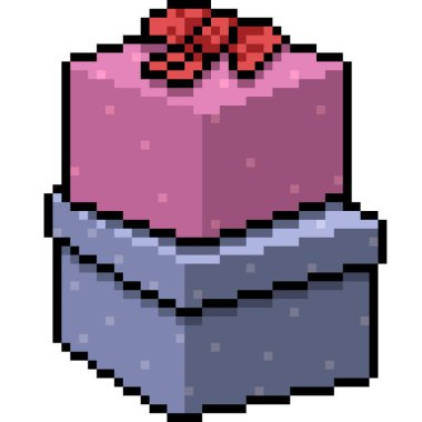 Vektör piksel sanat hediye kutusu izole edilmiş çizgi film sunar