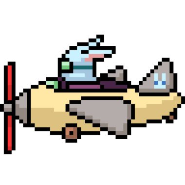 Vektör piksel sanat eseri. Tavşan binişi uçağı da izole edilmiş.