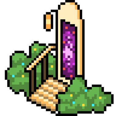 Vektör piksel kapı kapısı fantezi karikatürü