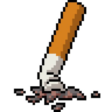 vector pixel art cigarette butt isolated cartoon