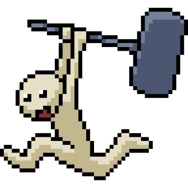 vektör piksel resim çekiç saldırısı izole edilmiş çizgi film