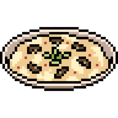 Vektör piksel sanat ürünü mantar çorbası izole edilmiş.