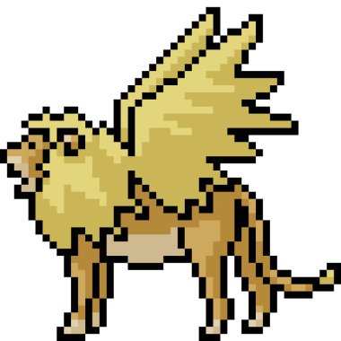 Vektör piksel sanat fantezi aslan izole çizgi film