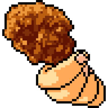 Vektör piksel sanat el ele tutuş tavuk izole çizgi film