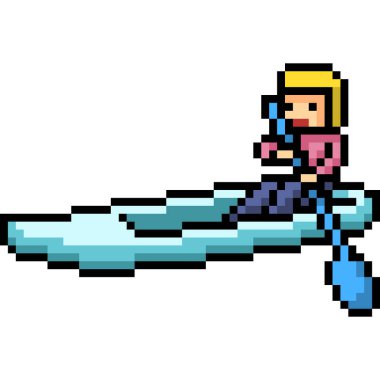 vektör piksel kano botu izole edilmiş karikatür.