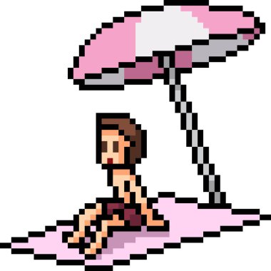 Vektör piksel sanatsal adam plaj karikatürü