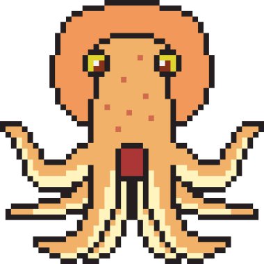 vektör piksel sanat ahtapot karikatürü izole edildi