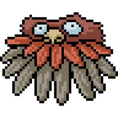 Vektör piksel sanat kuşu başı izole edilmiş çizgi film