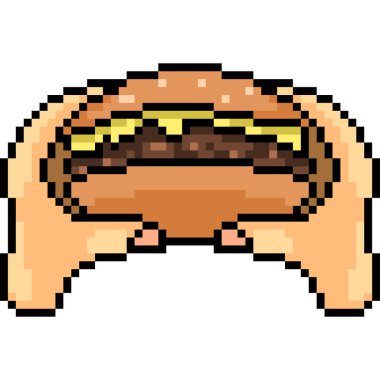 Vektör pikseli sanat yalıtılmış hamburger karikatürü
