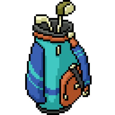 Vektör piksel sanatı izole edilmiş golf çantası