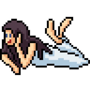 Vektör pikseli güzel kadın karikatürü izole etti