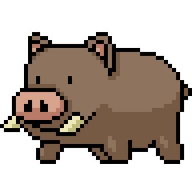 vektör pikseli çocuk yaban domuzu karikatürü