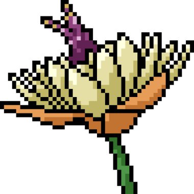 Vektör piksel sanat çiçeği izole edilmiş karikatür açar