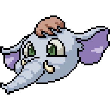 Vektör piksel sanatı izole edilmiş bebek fil