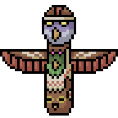 vektör pikseli totem direği izole edilmiş çizgi film