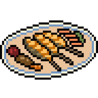 vektör piksel sanat balığı yiyeceği izole eder