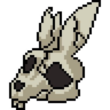 Vektör piksel sanat tavşan kafatası izole çizgi film