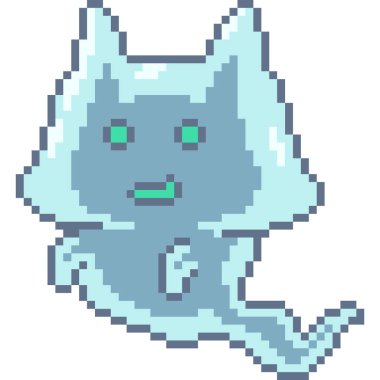 Vektör piksel sanat evcil hayvan ruhu izole edilmiş cartoo