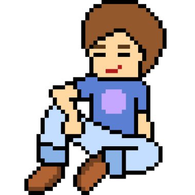 Vektör piksel sanatçısı soğuk ve izole oturur